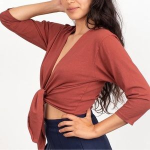 SOLD Los Angeles Apparel Le Weekend Tie Top in Saddle Size XS/S